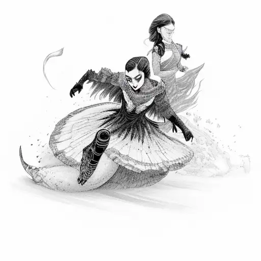 Banshee Dragging Black Swan Across Snow