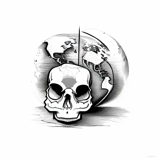 Hourglass Skull Worldmap Compass