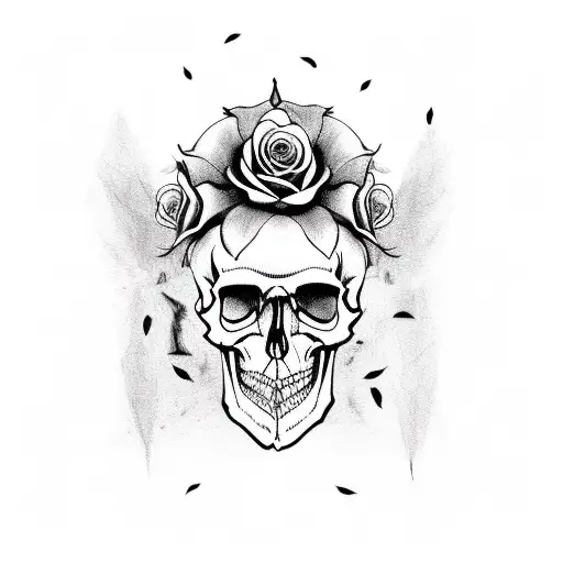 Crow On A Skull With Roses Coming Out It's Mouth