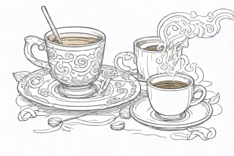 Sward With Coffee Cup Surrounded