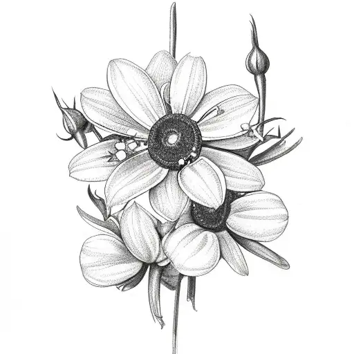 Bouquet Of Flowers With Rose Violet Daisy Lily Of The Valley And Holly