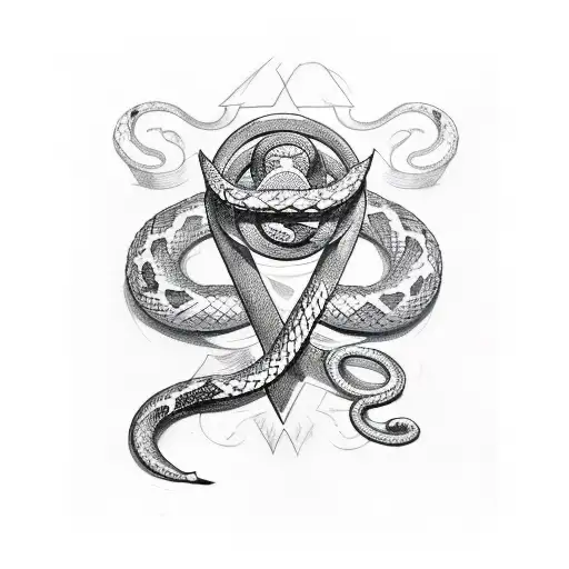 A Sketch Style Tattoo Of A Gothic Sword With A Snake Coiled Around It