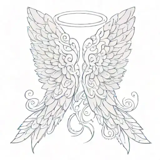 Tattoo That Has The Name Cecilia And Larry With An Angel Wing