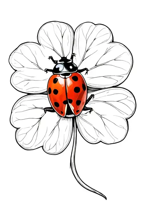 Ladybug On A 4 Leaf Clover
