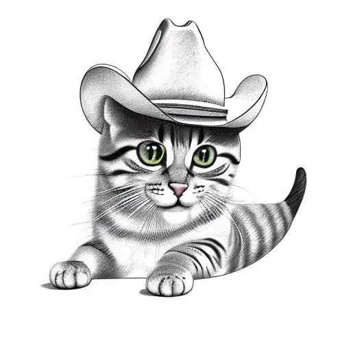 Small Cat With A Cowboy Hat