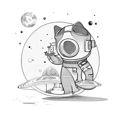 A Cat Astronaut Discovering A New Planet Filled With Magical Mushrooms