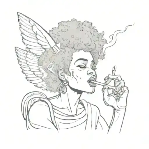 Afro Angel Smoking A Blunt