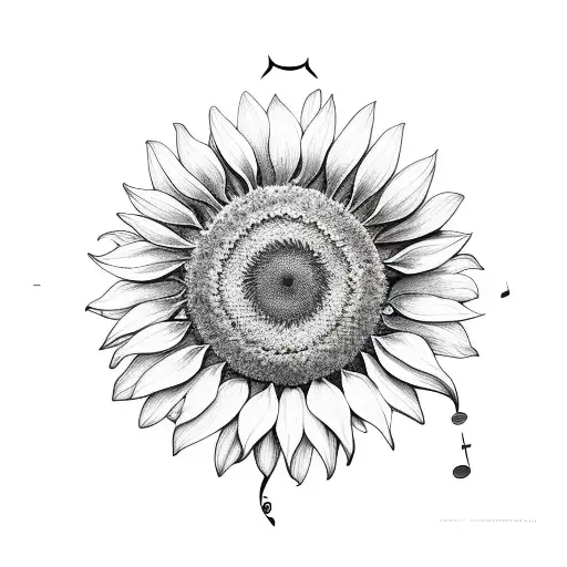A Sunflower With Musical Notes Intertwined In The Petals