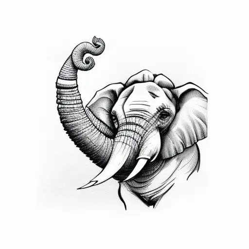 Elephant Head With Mountain