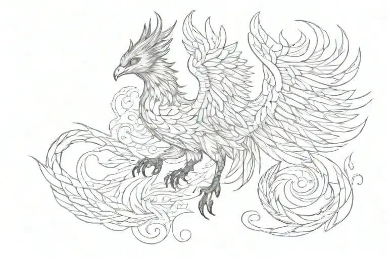 Phoenix Bird Flying Away Holding Scorpion With Fox Looking