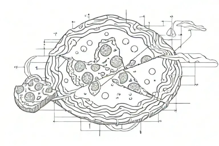 Minimalistic Electrocardiogram Line With A Pizza Slice Embeded