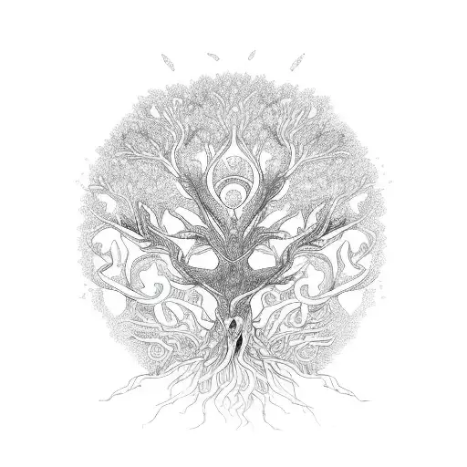 Tree Of Life Combined With Phoenix
