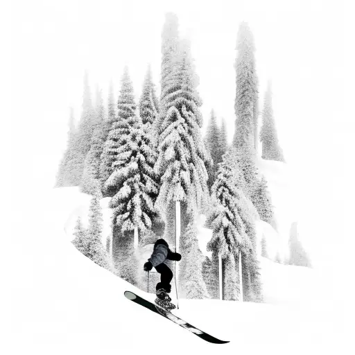 A Snowboarder Carving Through A Forest Of Snow-covered Trees