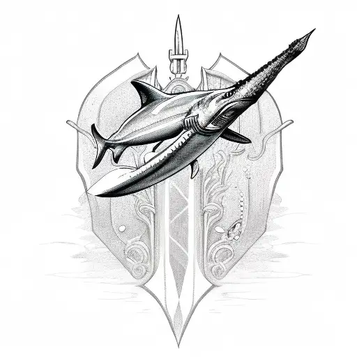 Sword With Shark Engravings