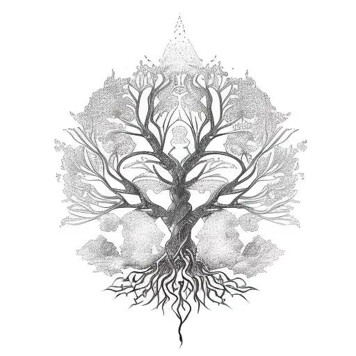 Tree Of Life Combined With Phoenix