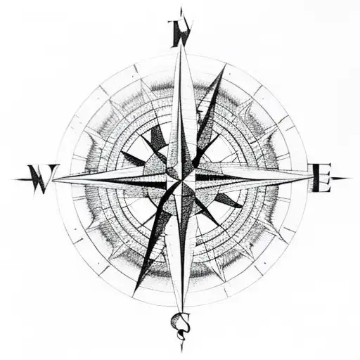 Compass Rose With Mountains