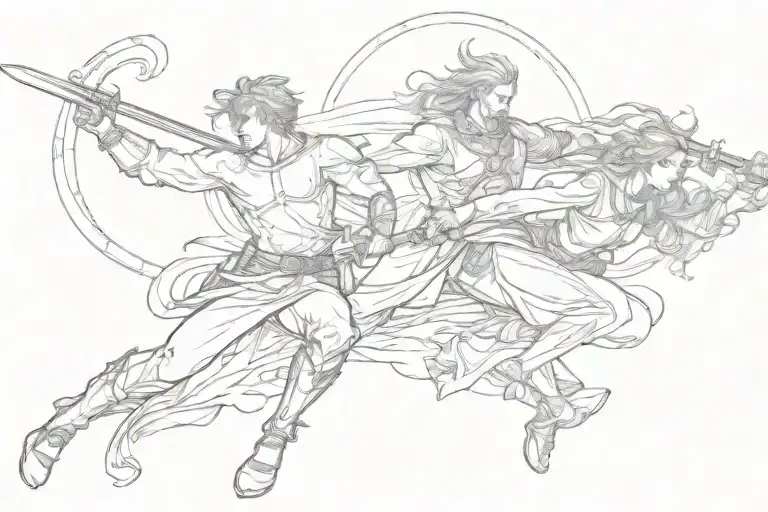 Man And Woman Holding Sword