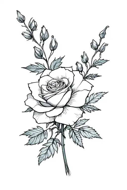 Delphinium Flower With Rose