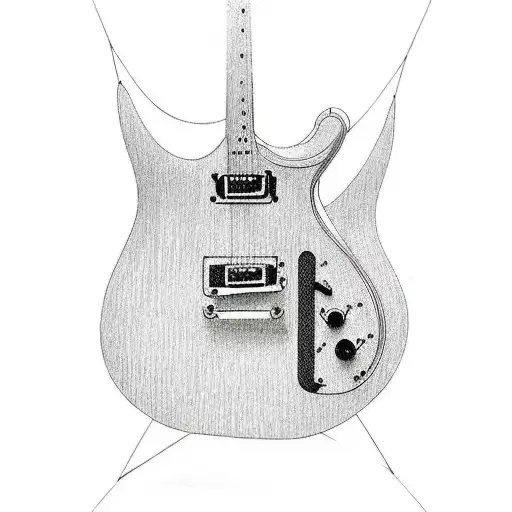 A Minimalist Design Of A Guitar With A Subtle Cross Incorporated Into The Body Of The Guitar