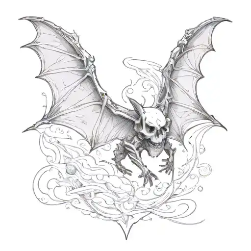 Skeleton Bat Flying
