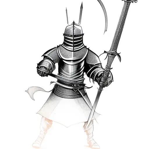 Knight Holding Sword Upwards