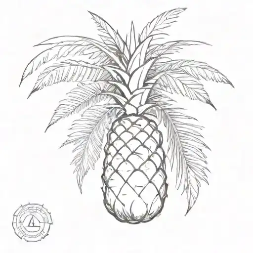 A Pineapple Under Palm Tree