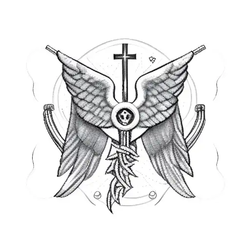 A Tribal Nurse Symbol With Angel Wings And Medical Tools