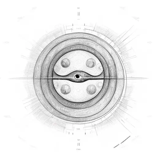 A Minimalist Sketch Of A Horseshoe Sun And Moon With Delicate Linework And Shading