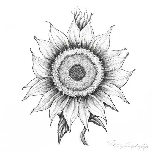 Black And White Sunflower With A Bluebird On The Leaf