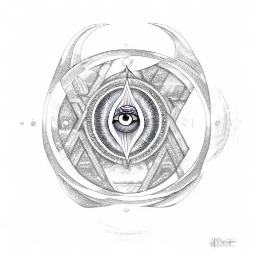 Ankh Symbol With Eye Of Horus The Iris Of The Eye Being A Ying And Yang Symbol