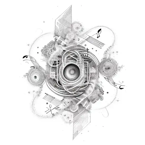 An Abstract Representation Of Jaylin's Name Intertwined With Musical Symbols And Instruments