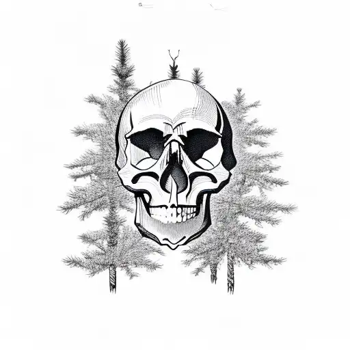 Skull With Pine Trees