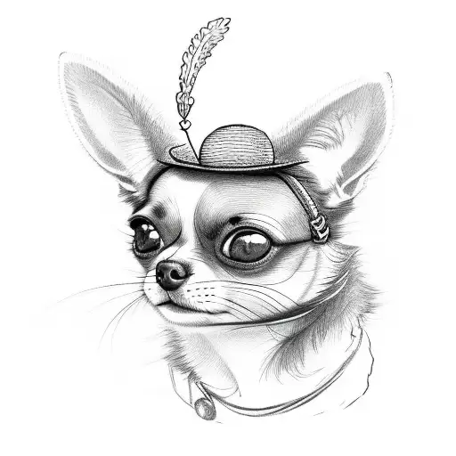 Chihuahua And Cat With Frog Hats