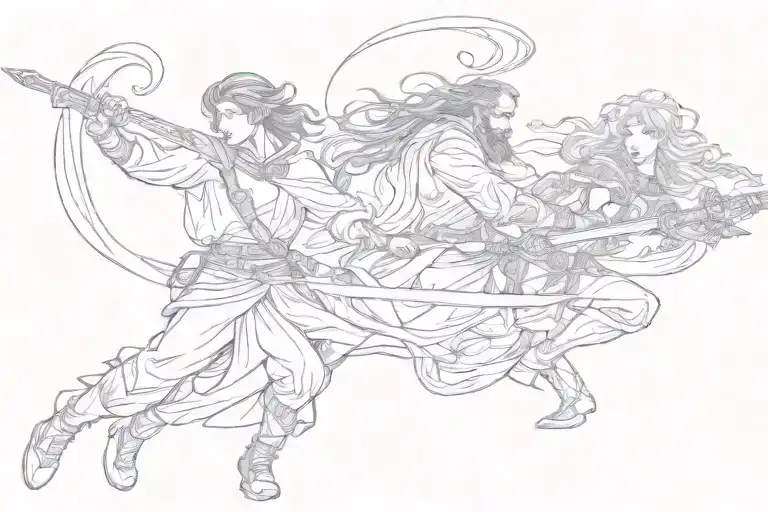 Man And Woman Holding Sword