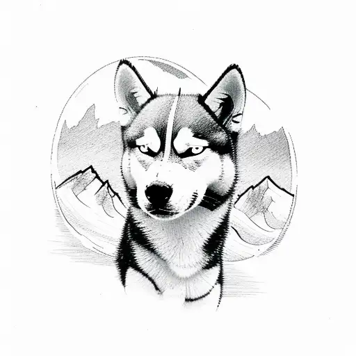 Husky With Mountain Backdrop