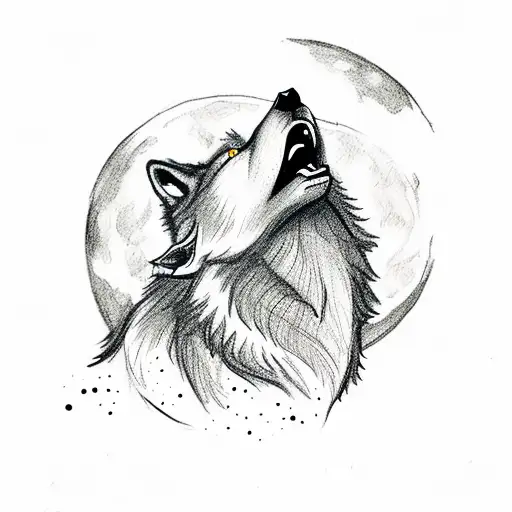 A Wolf Howling At A Basketball Moon