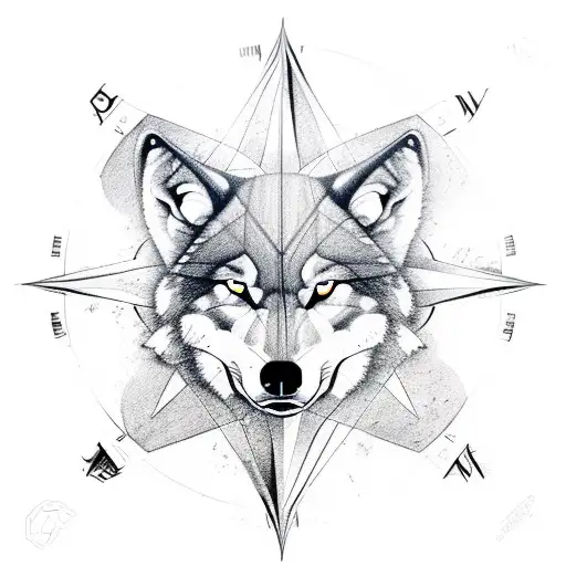 Compass With Wolf
