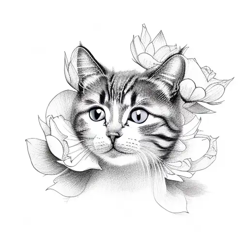 Cute Cat With Flowers