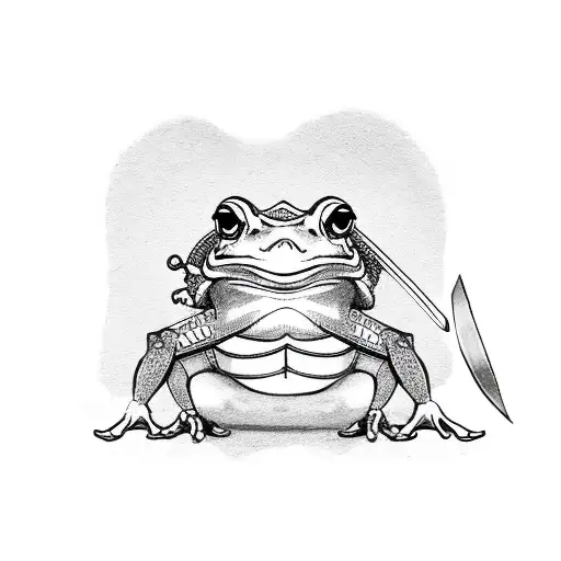 Samurai Frog With A Tiny Sword And Armor
