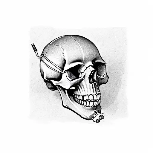 Skull With Circuit And Other Pc And Technical Elements