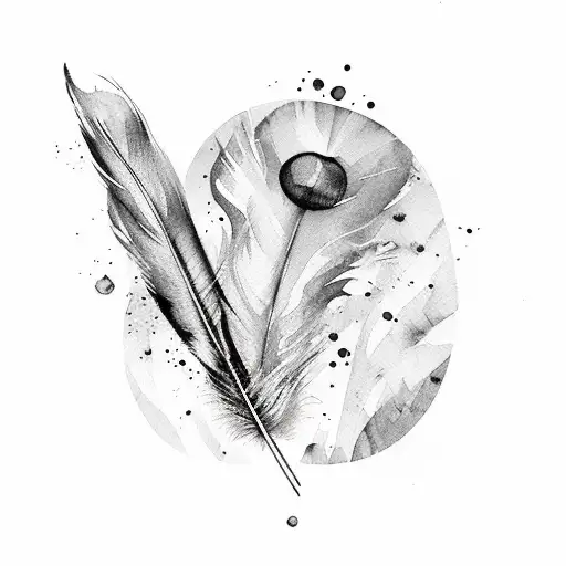 Watercolor Painting Palette With A Feather Quill