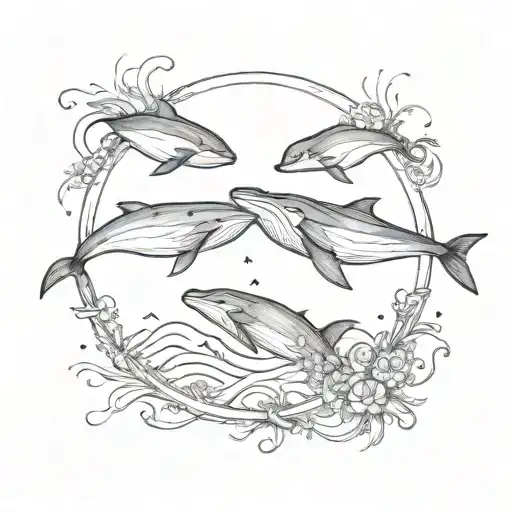 Two Whales In A Circle Surrounding