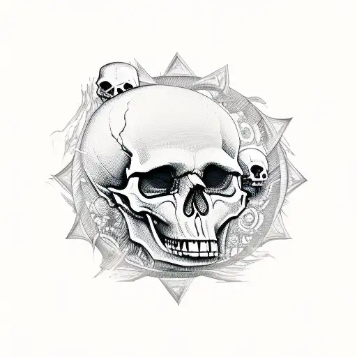 Skull Symbolize Circle Of Life And Death With Software Development Elements