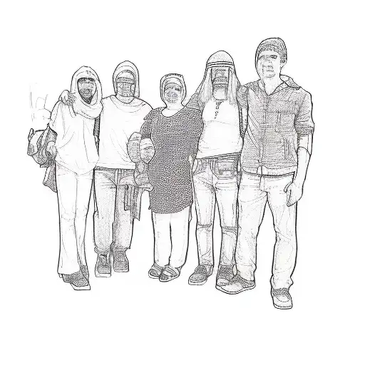 Outline Of A Group Of People Posing For A Picture