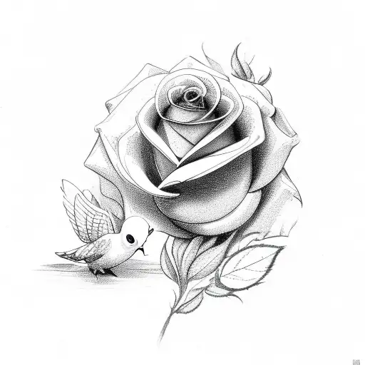 Small Dove With A Rose