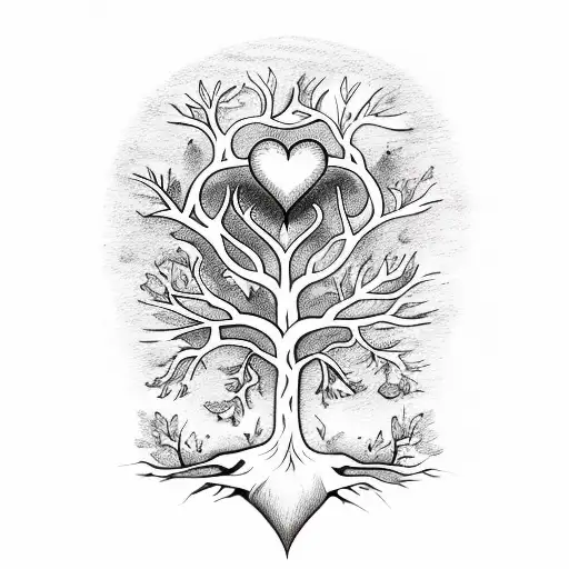 Heart With A Tree And Roots Attached To It