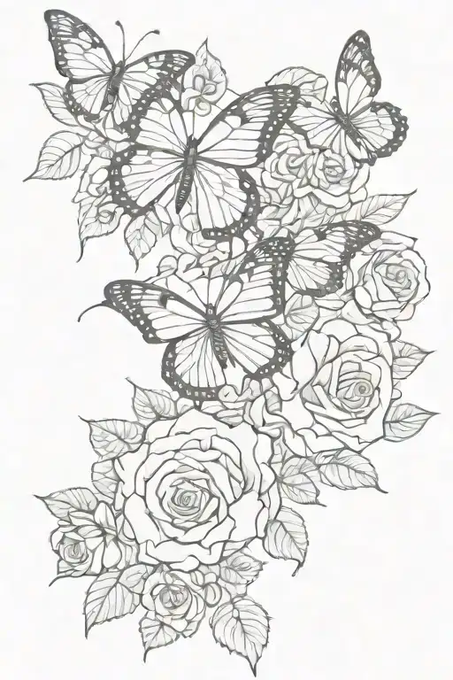 Butterflies With Money And Roses