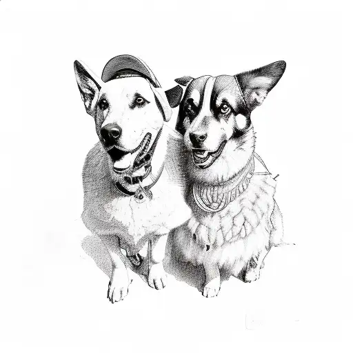 Shepherd And Dog Standing Together