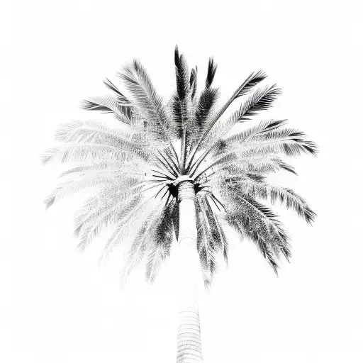 A Minimalist Design Of A Palm Tree Under A Bright Sun