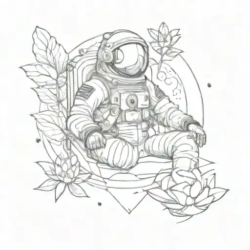 Cosmonaut Sitting In A Lotus